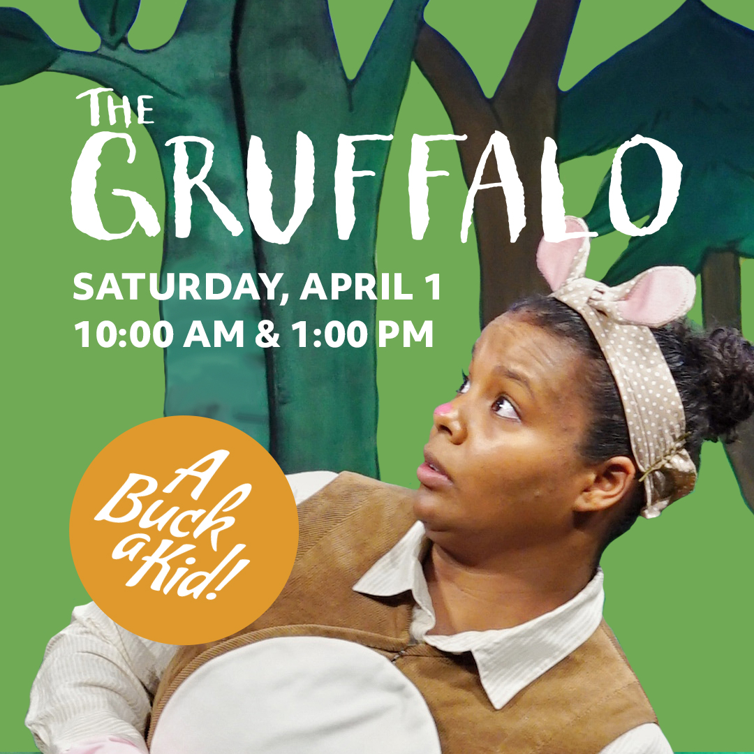 Mouse looking at the words "The Gruffalo" "Saturday, April 1