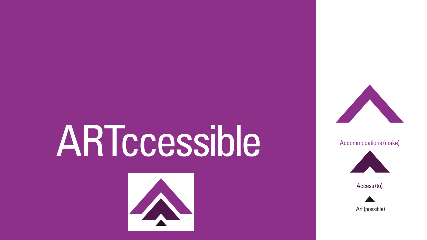 ARTcessible logo with Accomodations make Access to Arts Possible graphics