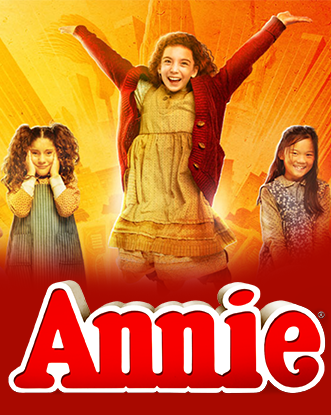 three girls with orange and red background middle girl with hands in air
