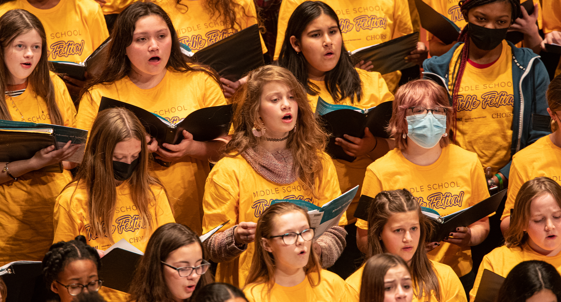 Middle school girls singing at the Treble Festival