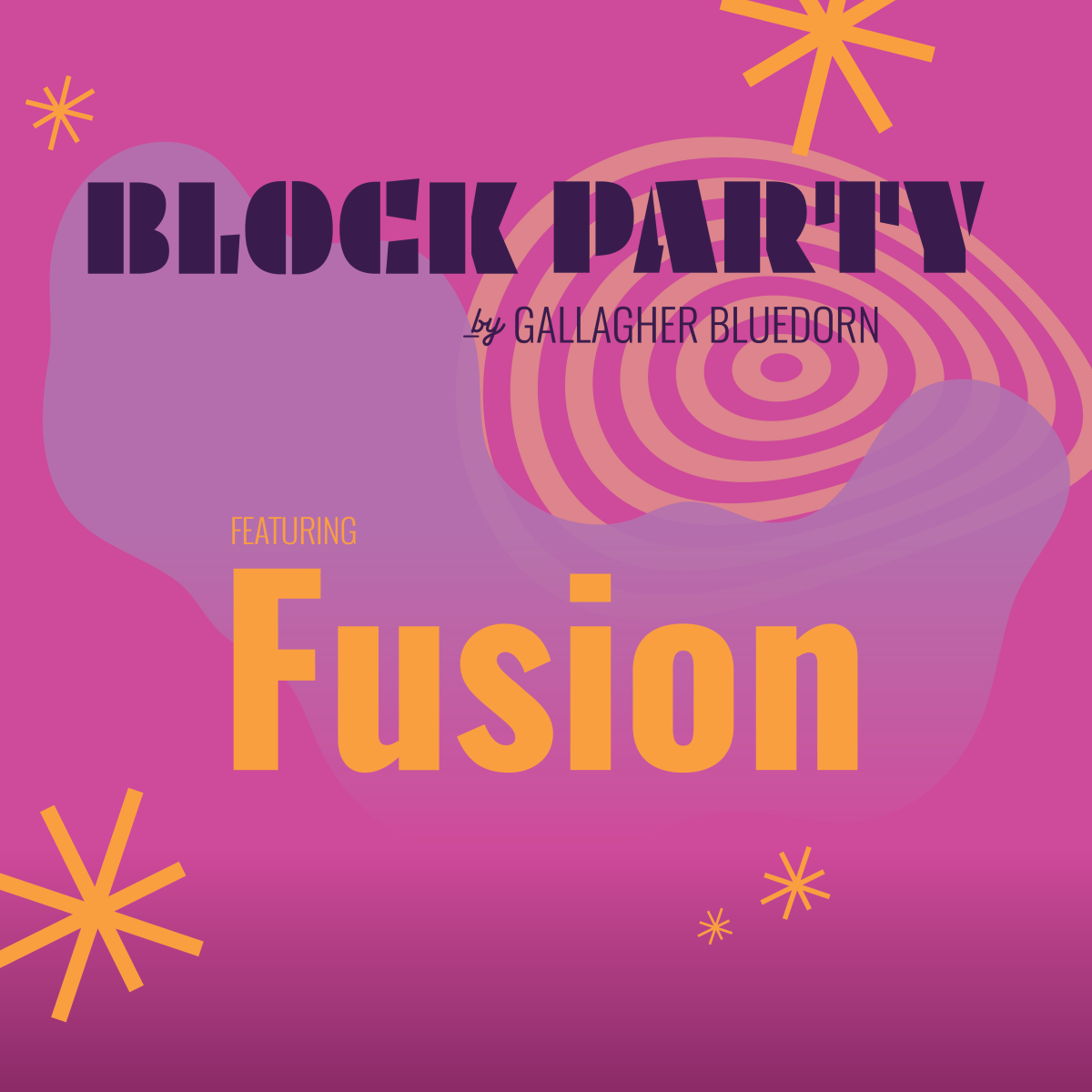 Pink block party graphic for Fusion