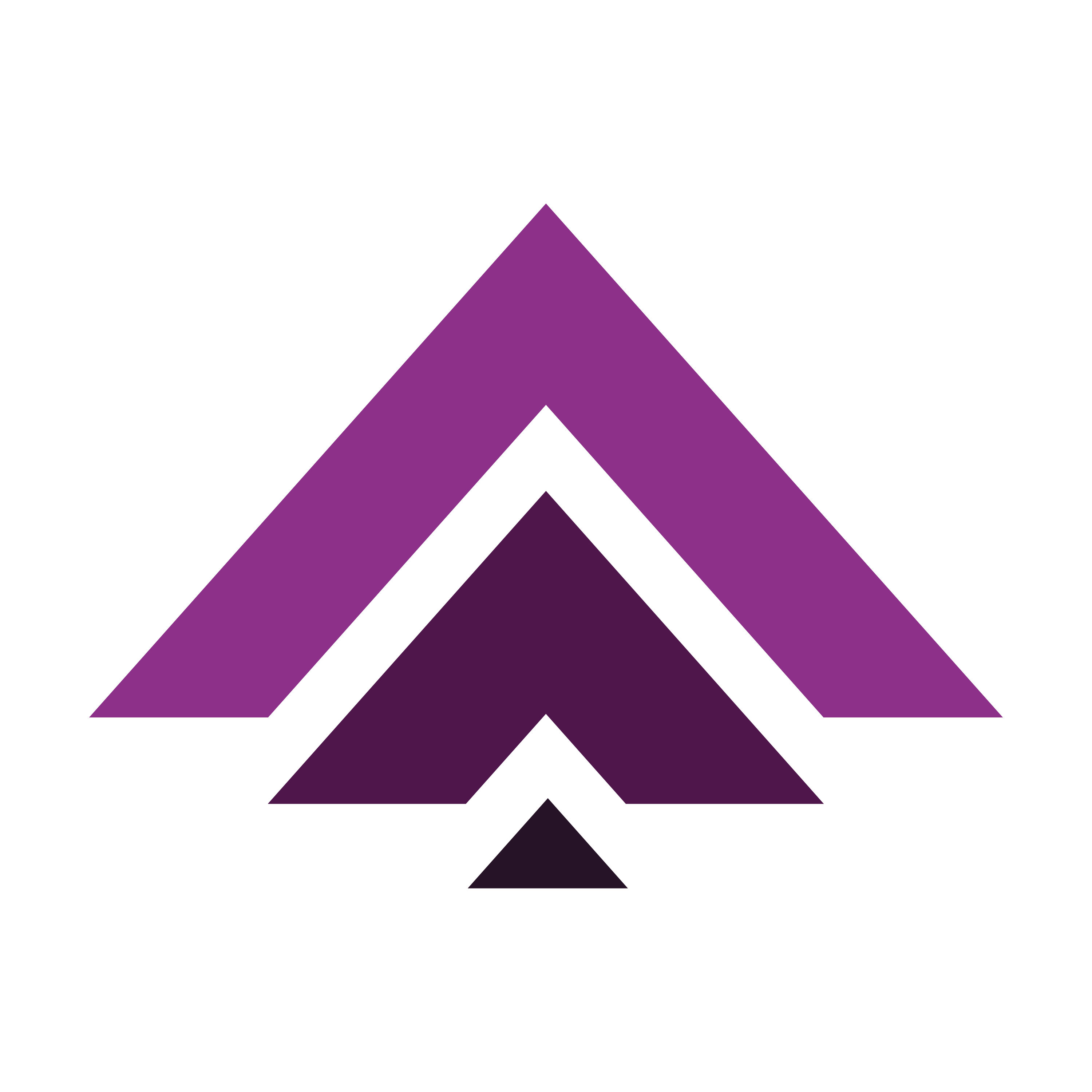 Three upward facing arrows in shades of purple