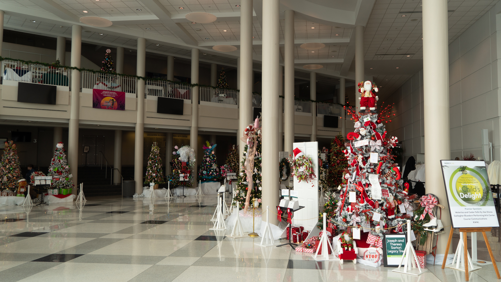 Lobby of Gallagher Bluedorn full of trees