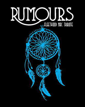 Blue dreamcatcher with white text that reads Rumours
