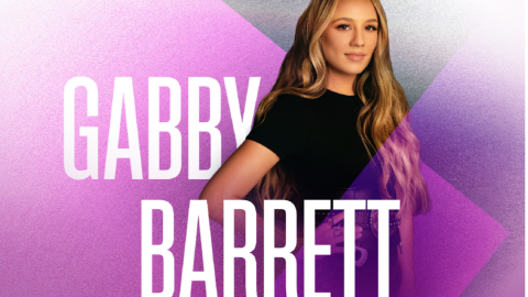 Gabby Barrett looking at the camera text reads Gabby Barrett