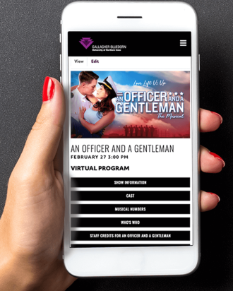 A hand holding an example of the digital program 