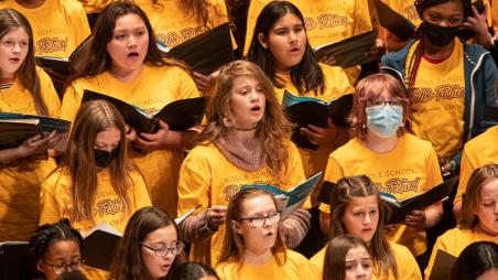 Middle school girls singing at the Treble Festival