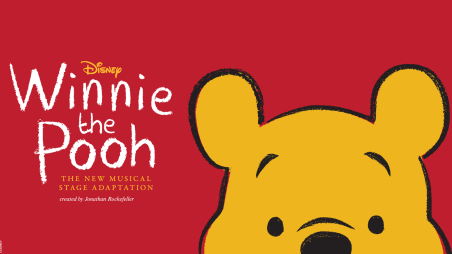 Disney's Winnie the Pooh cartoon on red background