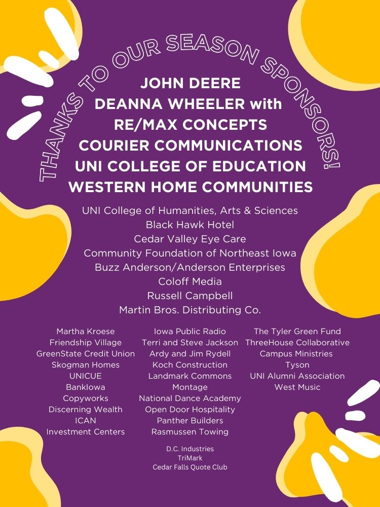 Thank you to our season sponsors on purple background
