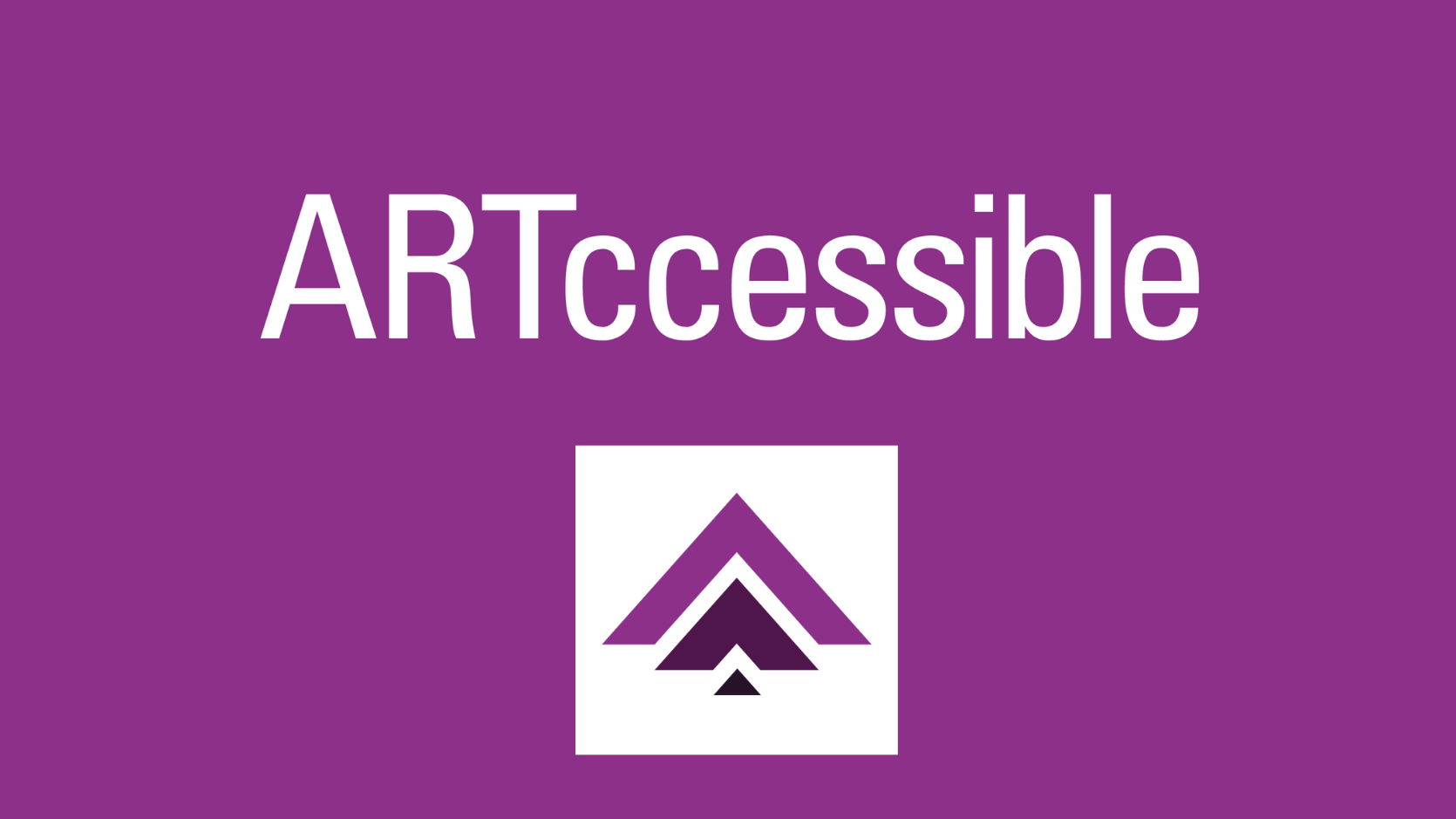 ARTcessible logo, three upward arrows in shades of purple